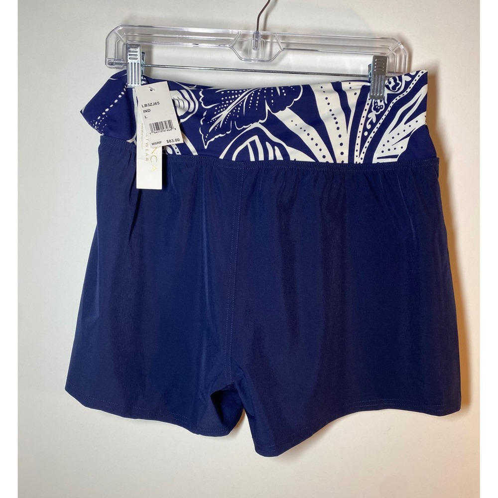La Blanca Swim Shorts Women L Indigo Blue NWT Tropical Board Shorts LB3ZJ65